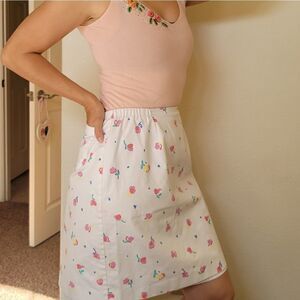 Haymaker womens medium retro 80s 90s skirt pencil lined tulip floral pastel